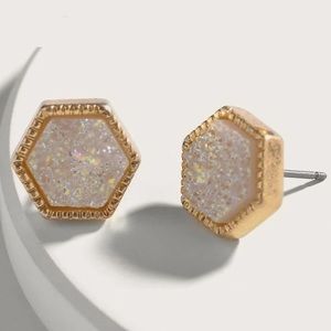 Glitter hexagon shaped earrings ✨